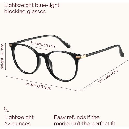 Gaoye Blue Light Blocking Glasses Retro Round - Black & Pink