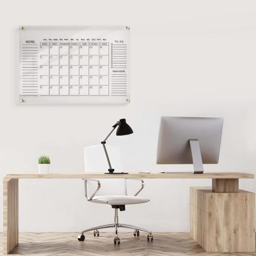 28x20 Large Oversize Crystal Clear Acrylic Wall Calendar Dry & Erase Board | 28 X 20 | Monthly Family Calendar Home Office Glass Calander Reusable Big Whiteboard | Free Pens & Eraser