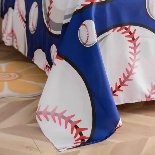 ADASMILE A & S Baseball Sheets Medium for Boys Kids Sports Sheet for Teens Baseball Bedding Set 3D Blue Ball Game Printed Bed Sheet with Pillowcase Soft Microfiber All Season Room Decor