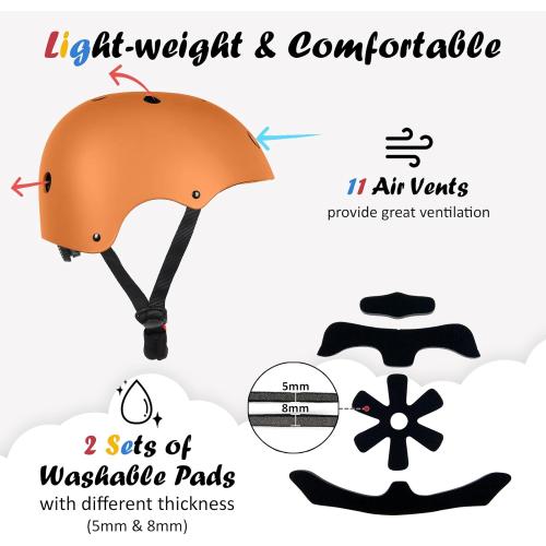 Kids Bike Helmet, Adjustable and Multi-Sport, from Toddler to Youth, 3 Sizes