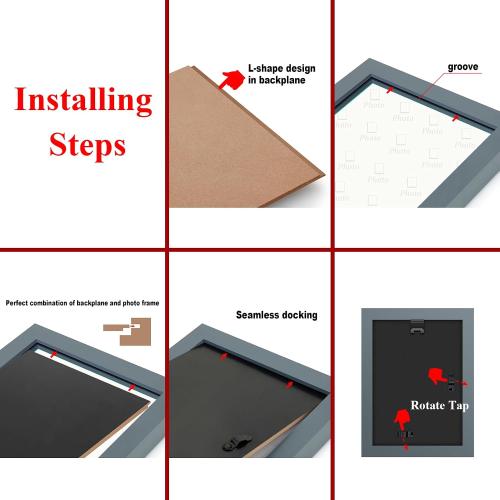RPJC 11 x 14 Picture Frames Made of Solid Wood and High Definition Glass Display Pictures 8x10 with Mat or 11x14 Without Mat for Wall Mounting Photo Frame Black