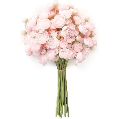Floroom Ranunculus Artificial Flowers 18 Pcs Blush Faux Silk Mini Ranunculus Bulk Fake Wedding Filler Flowers for DIY Pink Bouquets, Centerpieces, Bridal Shower Decorations & Arrangements