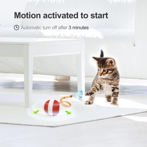 Interactive Cat Toys for Indoor Cats,The 3rd Generation Agile Moving Cat Ball with Elastic Mesh Tail,Automatic Kitten Toys for Bored Indoor Cats,Motion Activated (Orange)