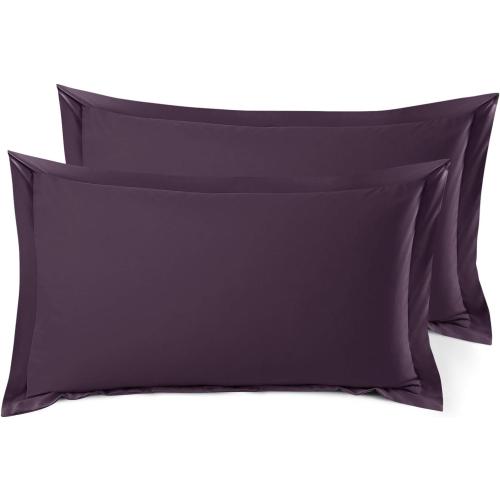 Nestl Soft Pillow Shams Set of 2 - Double Brushed Microfiber Pillow Covers - Hotel Style Premium Bed Pillow Cases, with 1.5” Decorative Flange, King 20x36 - Eggplant