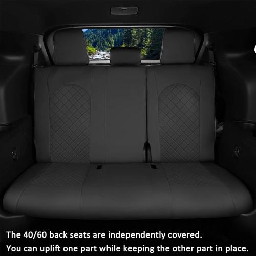 GIANT PANDA Full Set Car Seat Covers Fit for Toyota Highlander 2020 2021 2022 2023 2024 2025 2026 XLE/XSE/Limited/Platinum/Hybrid 2nd Row Captain Chair, 7 Seats, Three Rows, Faux Leather (Black)