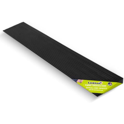 0.8 Rise Rubber Threshold Ramp Doorway, Recycled Solid Rubber Wheelchair Ramp with 2204 Lbs Load Capacity, Temporary Driveway Curb Ramps for Handicap, Door, Scooters (35.4 Lx 5.9 W)