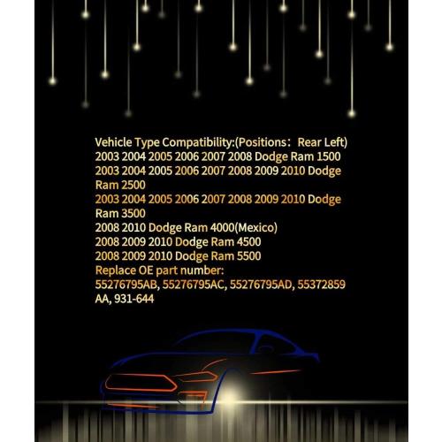 YunStal 931-644 Door Lock Latch Actuator Motor Assembly Rear Left Side for 2003-2010 Dodge Ram 1500 2500 3500 4000 4500 5500 Replaces 55276795AB 55276795AC 55276795AD 55372859AA