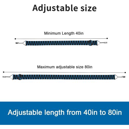 Adjustable Flat Bungee Cords with Hooks Heavy Duty Outdoor 80 Inch Long