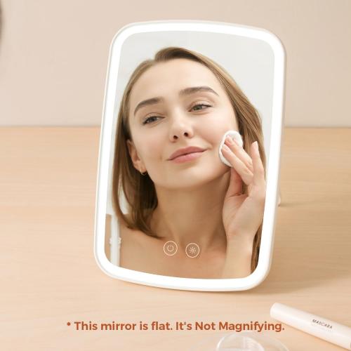 Lighted Makeup Mirror, Portable Mirror with Lights, 1500mAh Rechargeable Vanity Mirror with 3 Colors and Brightness Adjustable