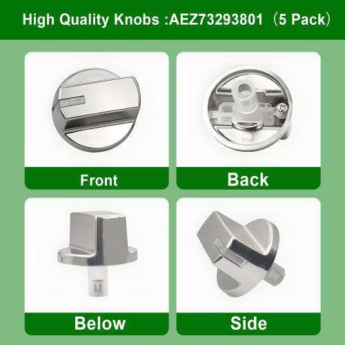 5 Pack AEZ73293801 Burner Control Knob Replacement,Compatible with LG Range/Stove Gas Cooktop,Burner Control Knob Assembly Replaces EBZ60710601,2025031,AH3639420,EA3639420,AP5594929,PS3639420