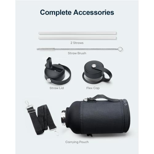 BUZIO Vacuum Insulated Stainless Steel Water Bottle 64oz (Cold for 48 Hrs/Hot for 24 Hrs) BPA Free Double Wall Travel Mug/Flask for Outdoor Sports Hiking, Cycling, Camping, Running