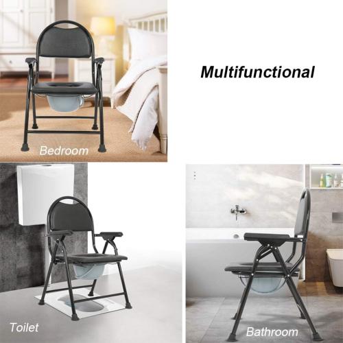 3 in 1 Bedside Commode Medical Handicap Toilet Seat Heavy Duty Bariatric Potty Shower Chair for Disabled Elderly with Padded Cushion Non-Slip Leg Pad