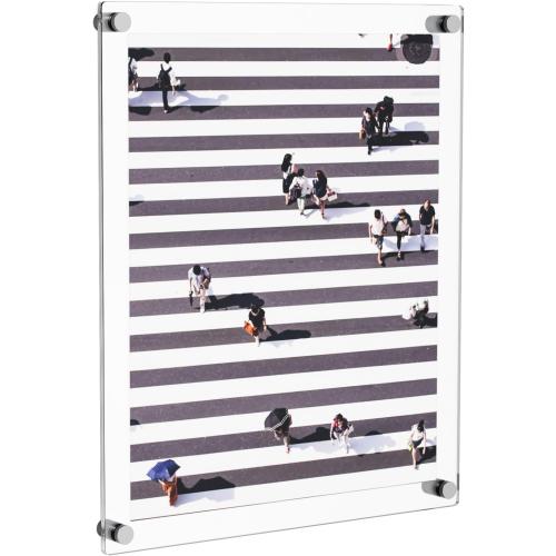 NIUBEE Clear Acrylic Wall Mount Floating Frameless Picture Frame Up to 16x20 Photo for Poster Photography Frames-Double Panel(Full Frame is 18.5x22.5 inch)
