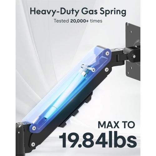 Flexispot Single Monitor Arm, 17-32 Inch Monitor Mount up to 19.84 lbs, Fast Install VESA Mount for Home Office Gaming, Full Adjustable Gas Spring with C-Clamp and Grommet Base, Black