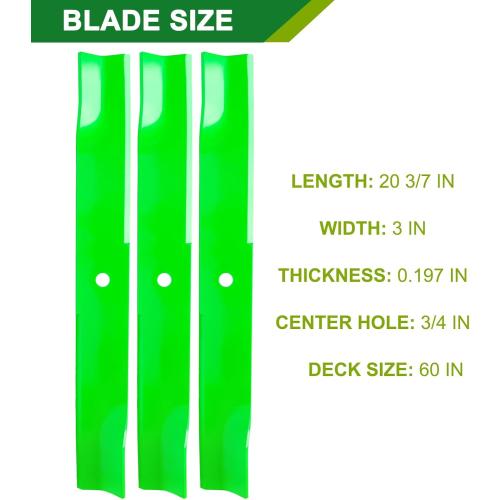 01004719 01004719P 01001805 01003280 01003805 01004719-0637 High Lift Mower Blades for 60 inch Mower Deck Compatible with A riens Cub Ca det Z-Force MTD LT1000 SLT1500 GT1500 (3pack)