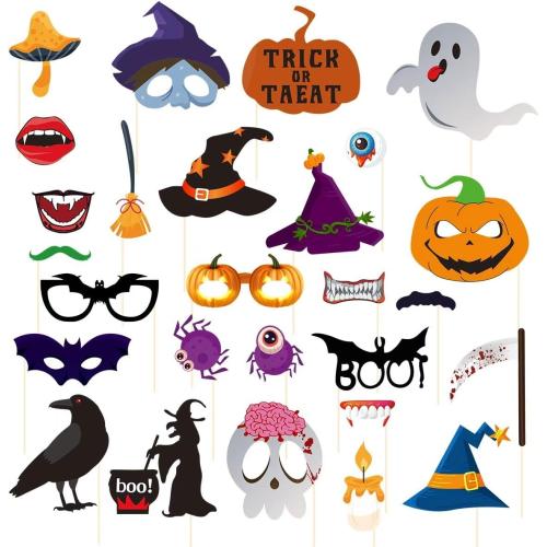 Halloween Photobooth Props,27 Pcs for Halloween Decorations,Selfie Props, Witch Photo Props