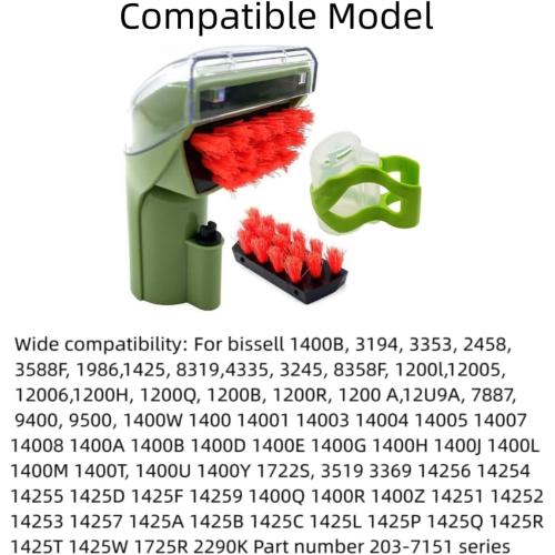 1400B Cleaning Brush Replacement Parts Compatible for bissell 1400B 1400 3194 3353 2458 3588F 1986 1425 1844 2290A 1400W 1425W Tough Stain Brush Tool Green Attachments