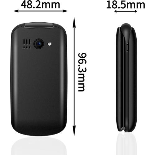 Black ASHATA F4 Senior Flip Phone, 2G SOS Big Mobile Phone with Powerful Flashlight, 1.77 Screen, Dual SIM, High Volume, Basic Cell Phone for Elderly, 1200mAh Battery, Easy to Use (US)