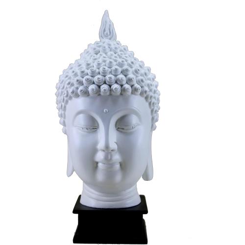 eSplanade Buddha Head Statue for Home Decor | Resin Buddha Face Showpiece for Living Room, Meditation, Office Table Desk, Shelf | Tibetan Buddhist Idol | Zen or Yoga Figurine Gifts | White, 10.5 Inch