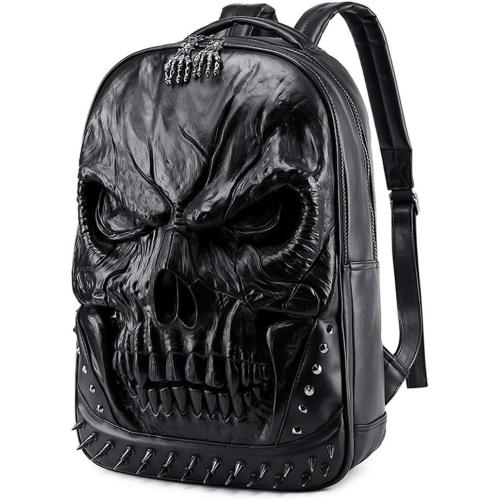 Berchirly 3D Pu Leather Skull Backpacks Men Large Capacity Laptop Bagpack Designer Casual Bookbag Travel outdoor Bags