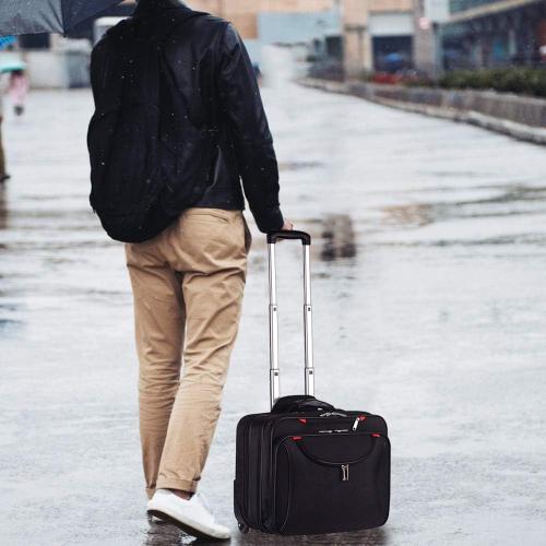 Size 14.1in 15.6in Color Black  Rolling Briefcase Rolling Laptop Bag Computer Case with Wheels Mobile Office Carry On Luggage for 14.1in 15.6in Business Notebook for Women Men