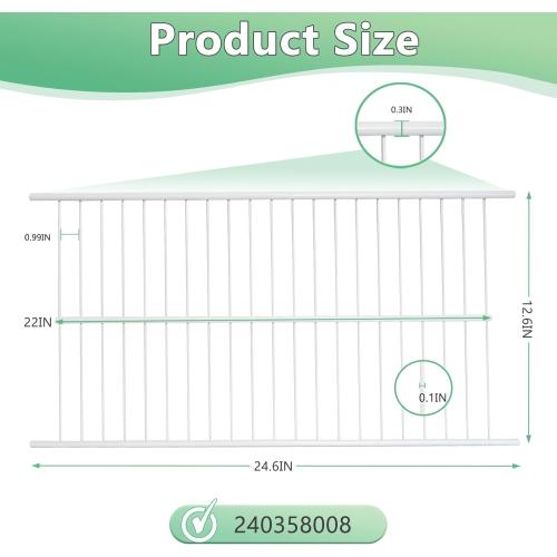 240358008 Refrigerator Freezer Full Width Shelf Fits for Crosley Frigidaire freezer shelf Replacement Refrigerator 240358005 240358002 3016195 PS8769003 AP5803890 Freezer Shelf BLRT86TEB4 CFHT1826LP0