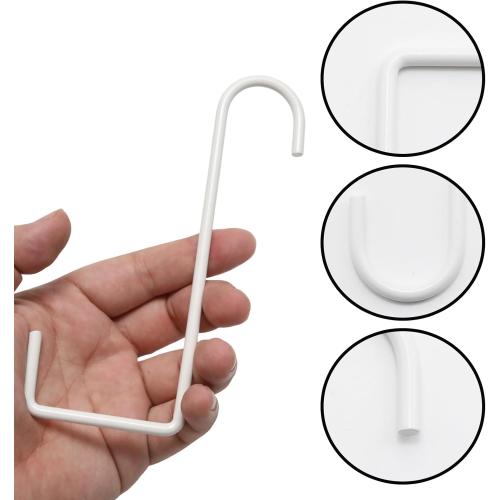 6 Pack Vinyl Fence Hooks Patio Hook, Steel Hangers 2 x 6 inch, White Fence Hooks for Hanging Lights, Planters, Bird Feeders