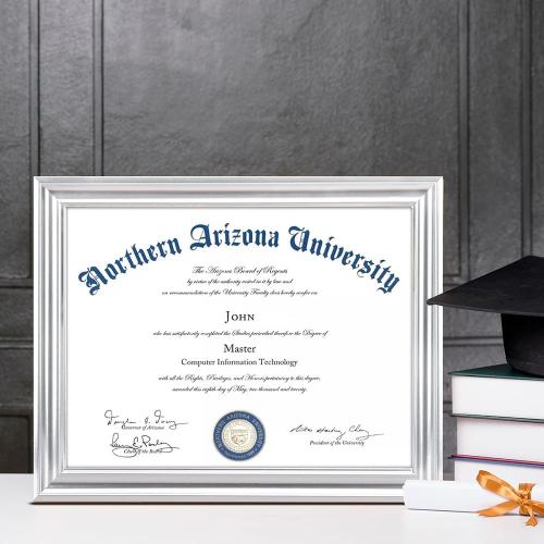 Memory Island 8.5x11 Diploma Document Frames,Real Glass Fronts, 4 Pack Silver Certificate Frames for Wall Or Tabletop Display,Diploma Frames For Degree Award