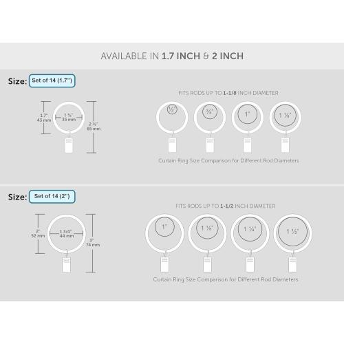 Pack of 21.  ..Ivilon Drapery Curtain Clip Rings - Clips Ring for Curtain Panels 1.7,  Brushed Nickel