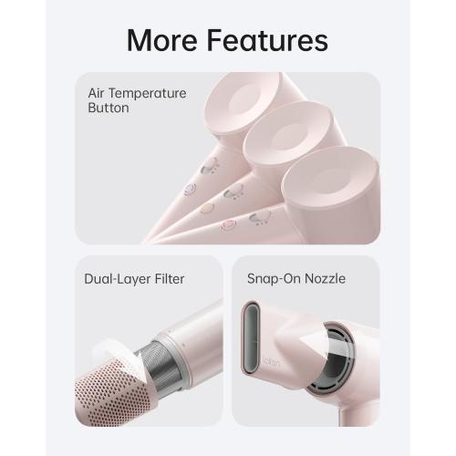Laifen SE Lite Hair Dryer, Negative Ionic Blow Dryer with 100,000 RPM Brushless Motor for Fast Drying, High-Speed Low Noise Thermo-Control Hairdryer with Lightweight Design for Home/Portable Travel