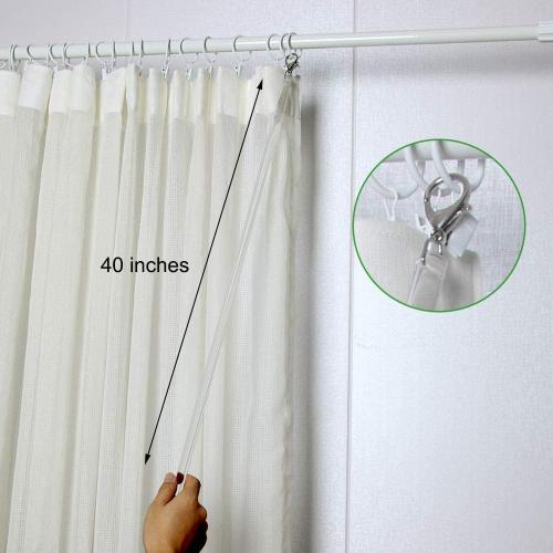 2 Pack Curtain Pull Rod with Metal Snap Invisible Clear Curtain Push Wand for Drapery and Grommet Curtains 1/2 Inch Wide (Acrylic, 40 Inch)