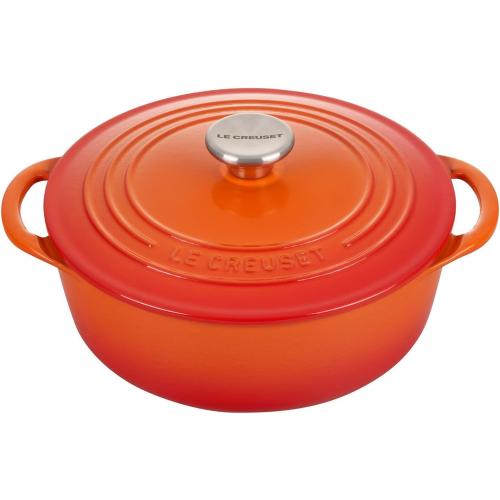 Le Creuset Cast Iron Shallow Round Dutch Oven, 2.75qt, Flame