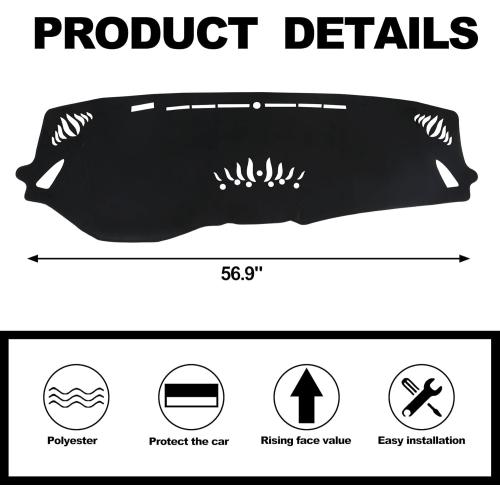 Dashboard Cover Mat for Subaru 2020 2021 2022 2023 2024 2025 Outback Accessories Black Flannel Material Anti-Slip Dash Cover Mat Sunshade Glare UV Rays Protector