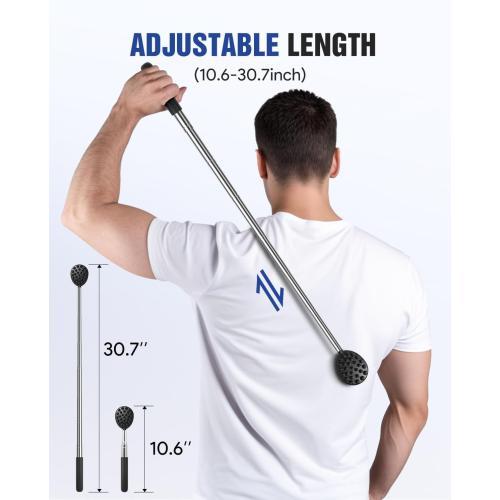 Gelibo Telescoping Large Back Scratcher with 5 Detachable Heads,Rubber Handles Gifts for Him, Gifts for Men, Extendable Back Massager Tool with Beautiful Box