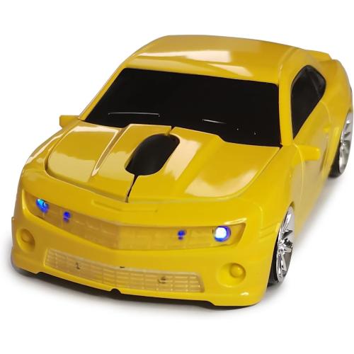Car Mouse for Compuer, Funny Sport Car Shaped Computer Mouse, 2.4Ghz Wireless Mouse Car Mouse with USB Reciver for Laptop, PC(Yellow)