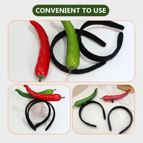 FRCOLOR Spa Headband Chili Pepper Headwear Funny Vegetable Headpieces Makeup Wash Face Hair Accessories for Women Girls