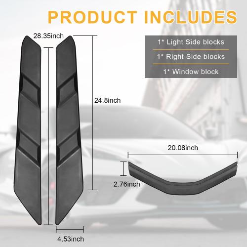 Rear Dry Bay Vent Blocks Cover & Rear Window Spoiler,Hatch Hood Wash Cover Compatible with for Chevy Corvette C8 Z51 Z06 E-Ray Stingray Coupe 2020-2025 Engine Bay Air Vent Inserts Protection