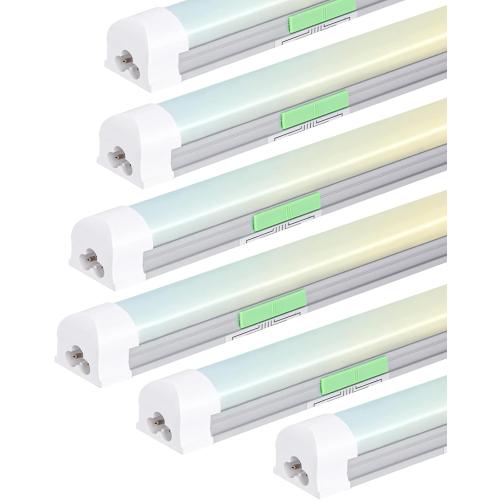 6 Pack 4FT Led Shop Lights,30W 3900LM 3000-6500K Tunable,T8 Tube Light with 6CCT,Milky Cover Linkable Fixture Lights for Workshop,Warehouse,Garage,Shop,Barn