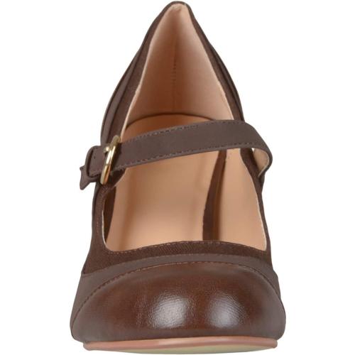 Size 8 Color Brown  Women Kitten Heel Mary Jane Pumps Closed Round Toe Ankle Strap Patchwork Comfy 3” Mid Chunky Mary Jane Heels Cap Toe Two Tone Buckle Dress Shoes Ladies Wedding Vintage 4-11 M US