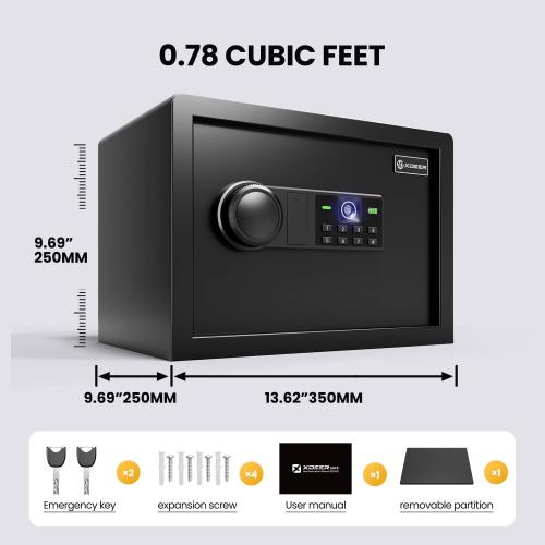 XDeer Biometric Safe Box, Quick-Access Security Safe Box with Upgraded Fingerprint, Steel Handgun Safe Lock Box for Kid/Home/Office (0.78 Cubic Feet)