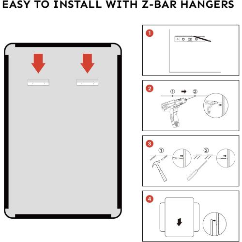 Kosmonia 20x16 Bathroom Vanity Mirror for Wall, Aluminum Framed, Farmhouse Rectangle, Anti-Rust, HD Reflection Anti-Desilvering, Distortion Free, Tempered and Shatter-Proof Wall Mounted Mirror, Black