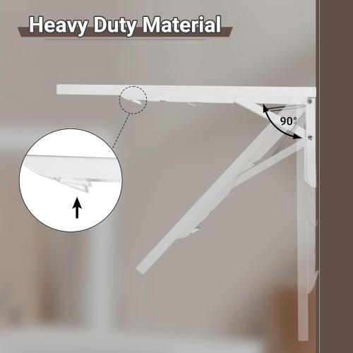 White Wall Mounted Folding Table 39.4”L x 19.7”W, Laundry Folding Table with Heavy Duty Metal Collapsible Shelf Brackets, Wall Mounted Desk Fold Down for Small Spaces, White