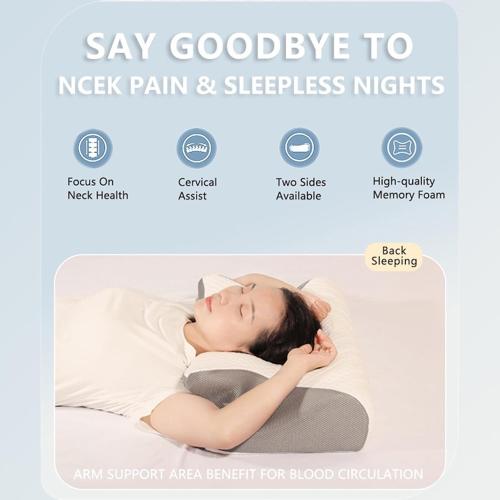 Color White Dreamers Relief Pillow, Neckhaven Pillow, Cervical Neck Pillow for Pain Relief & Sleeping, Ergonomic Contour for Side Sleepers, Necks and Shoulder Support