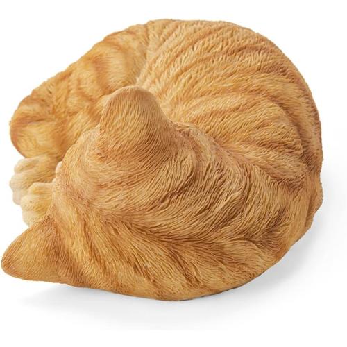 Sleeping Orange Tabby Cat Garden Statue Decor 8.27”L, Resin Realistic Sculptures Gift for Cats Lovers, Pet Memorial Stones for Loss of Pet, Kitty Figurine Art Decoration for Indoor Outdoor Home