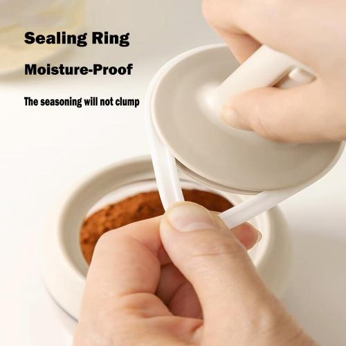 Povinmos® 3 Piece Glass Salt Container | Storage | Pepper,Table Salt, Sugar,Gourmet Salts,Spice |Chili Herbs |10 oz |Glass Salt Container with Lid and Retractable Spoon