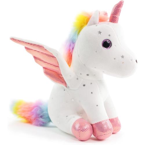 Sew Butiful 8 Unicorn Stuffed Animal - Cute Plush Toy Gift for 3-8 Years Old Girls, Soft Birthday Present for Baby, Toddler, Kids, Decor (White)