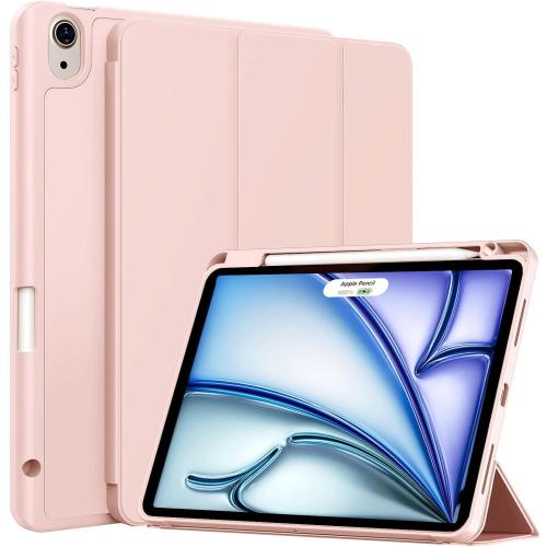 Case for iPad Air 11-Inch M4/M3/M2 2026/2025/2024, iPad Air 5/4 (2022/2020 5th/4th Generation 10.9-Inch) with Pencil Holder, Slim Stand Soft Back Support Touch ID, Auto Wake/Sleep, Light Pink