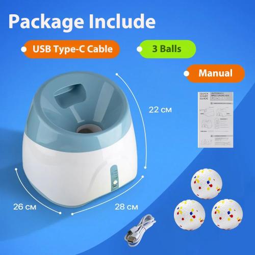Color Blue Automatic Dog Toy Ball Launchers for Dog, Upgrade Thrower Machine Fetch Toy 10-30 Ft Outdoor Indoor, Interactive Tennis Launcher with 3 ETPU Balls for Small & Medium Puppy
