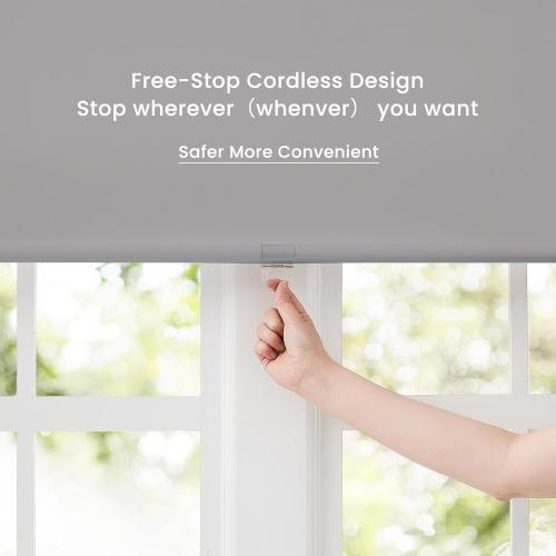 Color Grey Cordless Roller Window Shades,100% Black Out Shade for Windows,Thermal Insulated Free-Stop Blackout Blinds,Door Blinds,Blackout Window Shades Pull Down for Home,Office