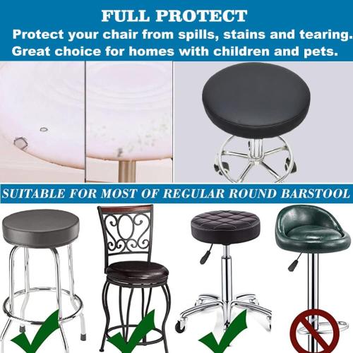 HFCNMY Stool Covers Round, 2 Pack Waterproof PU Round Bar Stool Covers with Elastic Bands Bar Chair Covers Bar Stool Seat Covers Washable Stool Cushion Slipcover for 11-12 Inch Chair(Black)